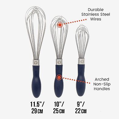 Chef Pomodoro Kitchen Whisk 3-piece Set, Stainless Steel Wire Balloon Whisk Utensil