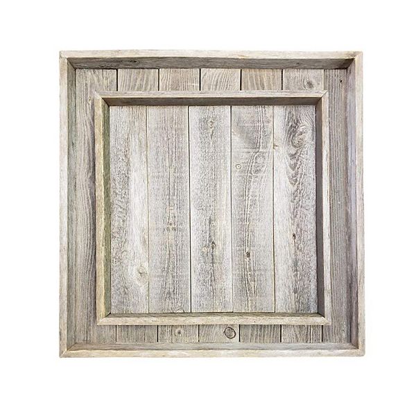 Rockin' Wood 24 x 24" Reclaimed Wood Square Ottoman Tray for Coffee