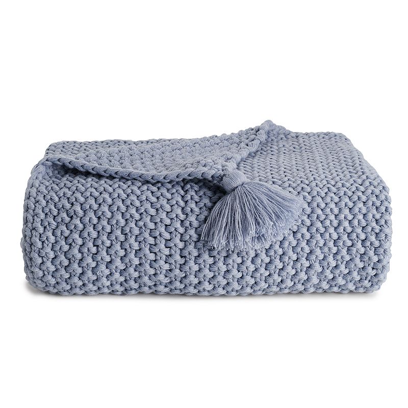 55726628 Sonoma Goods For Life Chunky Knit Throw, Med Blue sku 55726628