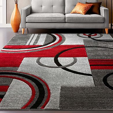 Well Woven Ruby Galaxy Waves Modern Area Rug