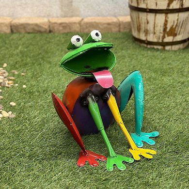 Rustic Arrow Indoor / Outdoor Happy Frog Statue Table Decor
