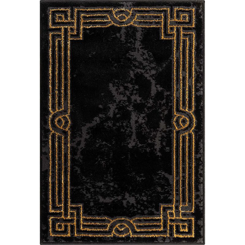 Well Woven Fairmont Huntington Mosaic Marble Pattern Area Rug, Black Gold