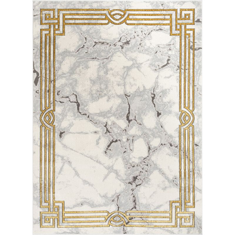 Well Woven Fairmont Huntington Modern Marble Ivory 5 3  x 7 3  Glam Area Rug