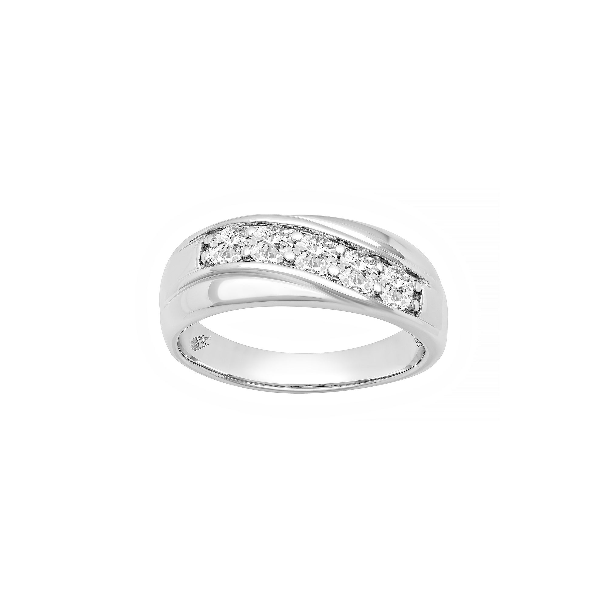 AXL Mens Sterling Silver Lab-Created Moissanite Swirl Ring, Size: 9
