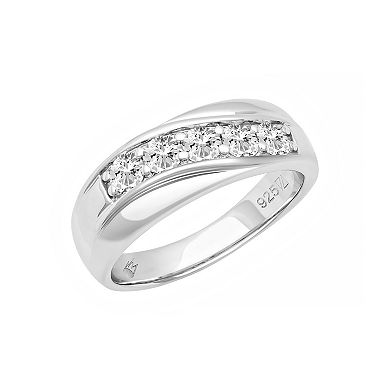 AXL Men's Sterling Silver Lab-Created Moissanite Swirl Ring