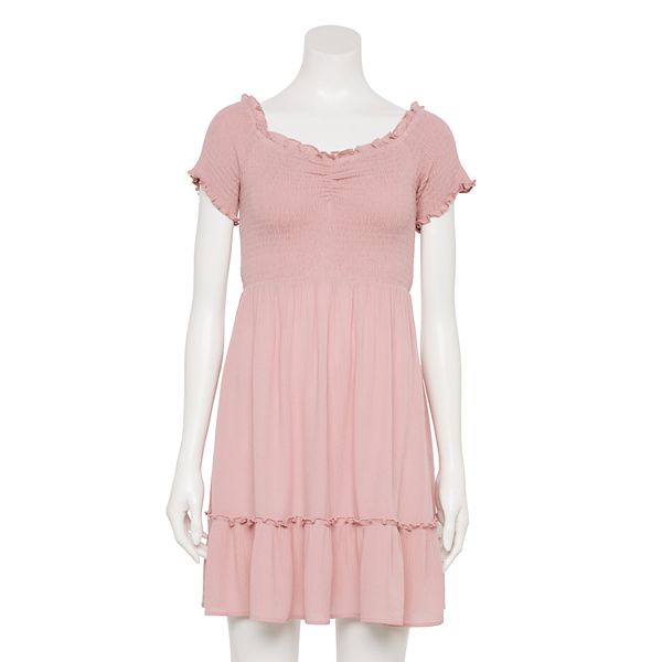 Juniors' Rewind Smocked Tiered Skater Dress
