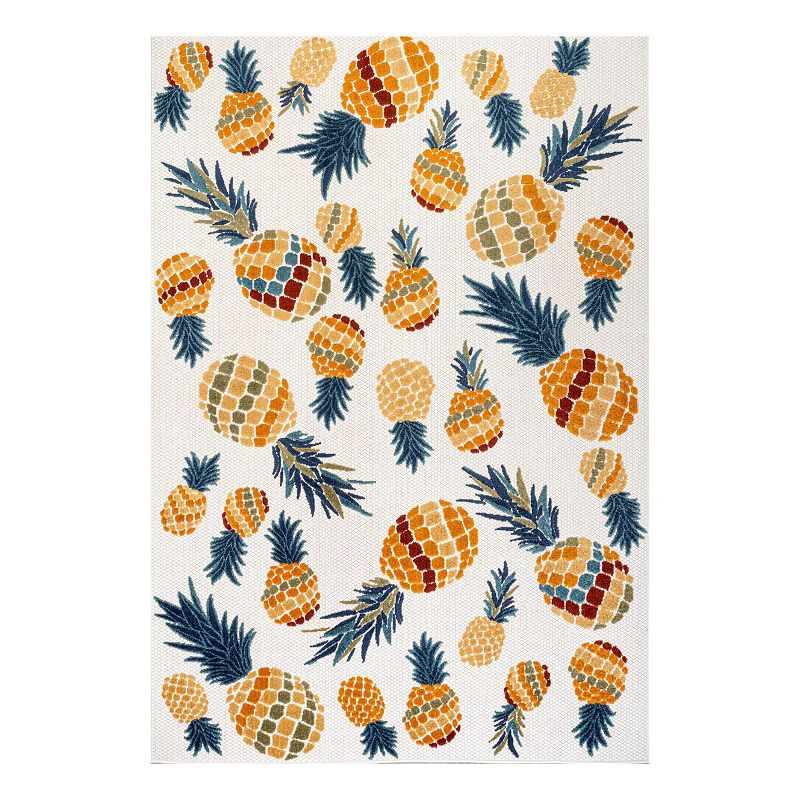 Ananas Indoor/Outdoor Rug, Orange, 8X10 Ft