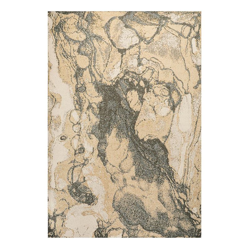 Marmo Abstract Modern Rug, Yellow, 5X8 Ft