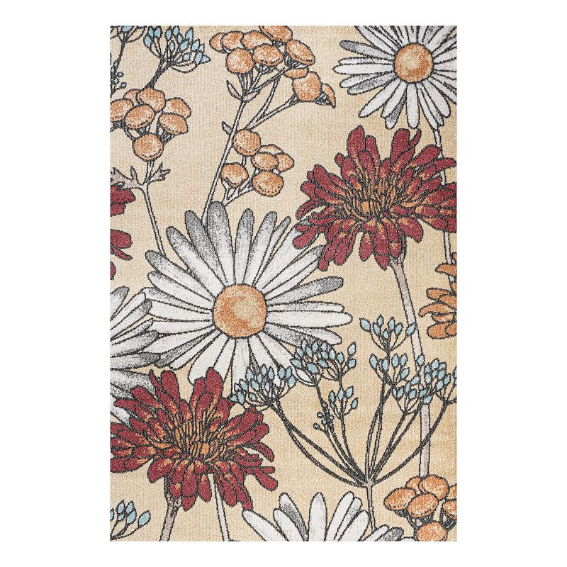 8' X 10' Ft, Dizi Modern Flower Rug, Yellow, 