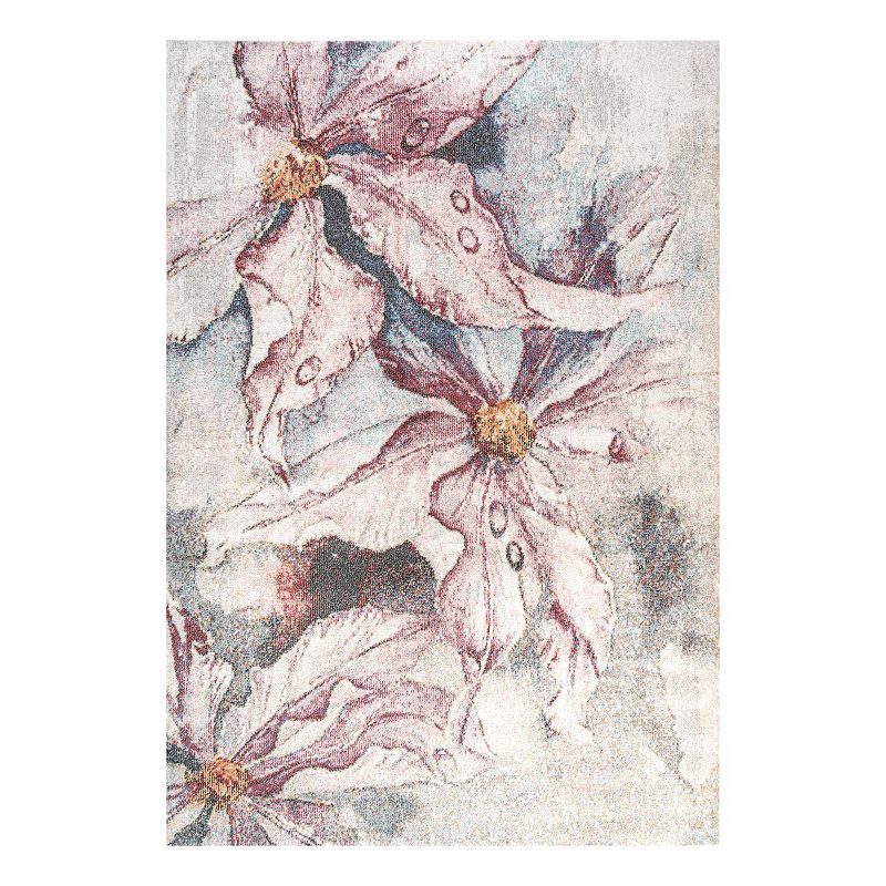 Pastello Modern Flowers Rug, Pink, 8X10 Ft