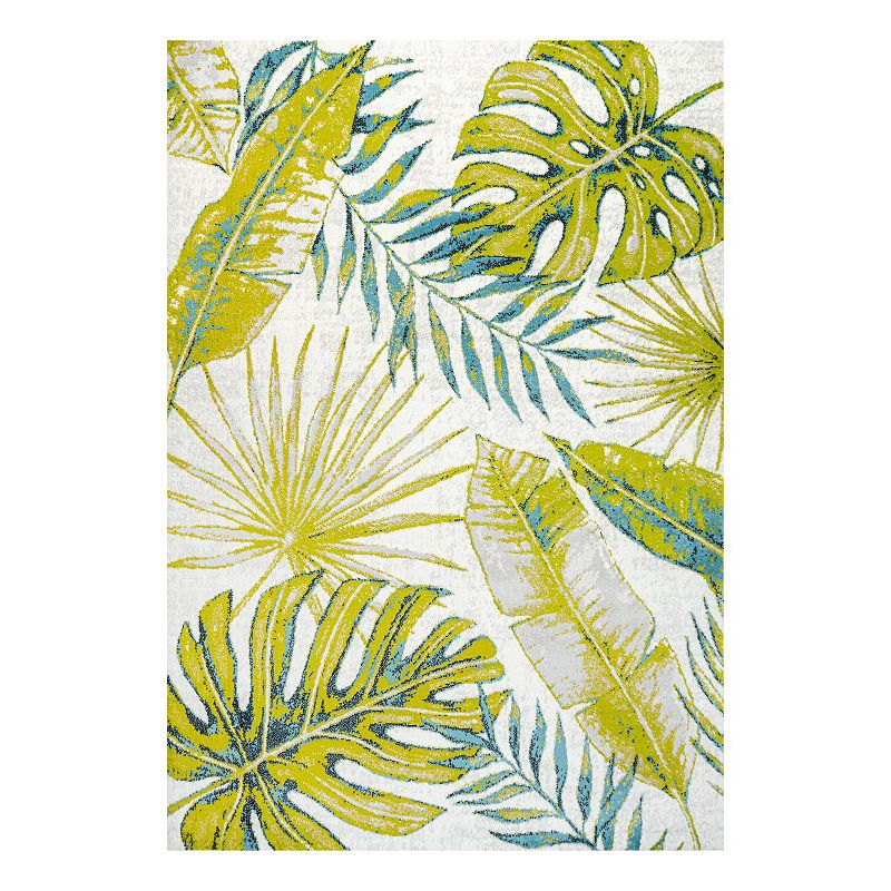 Monstera Tropical Rug, Green, 5X8 Ft