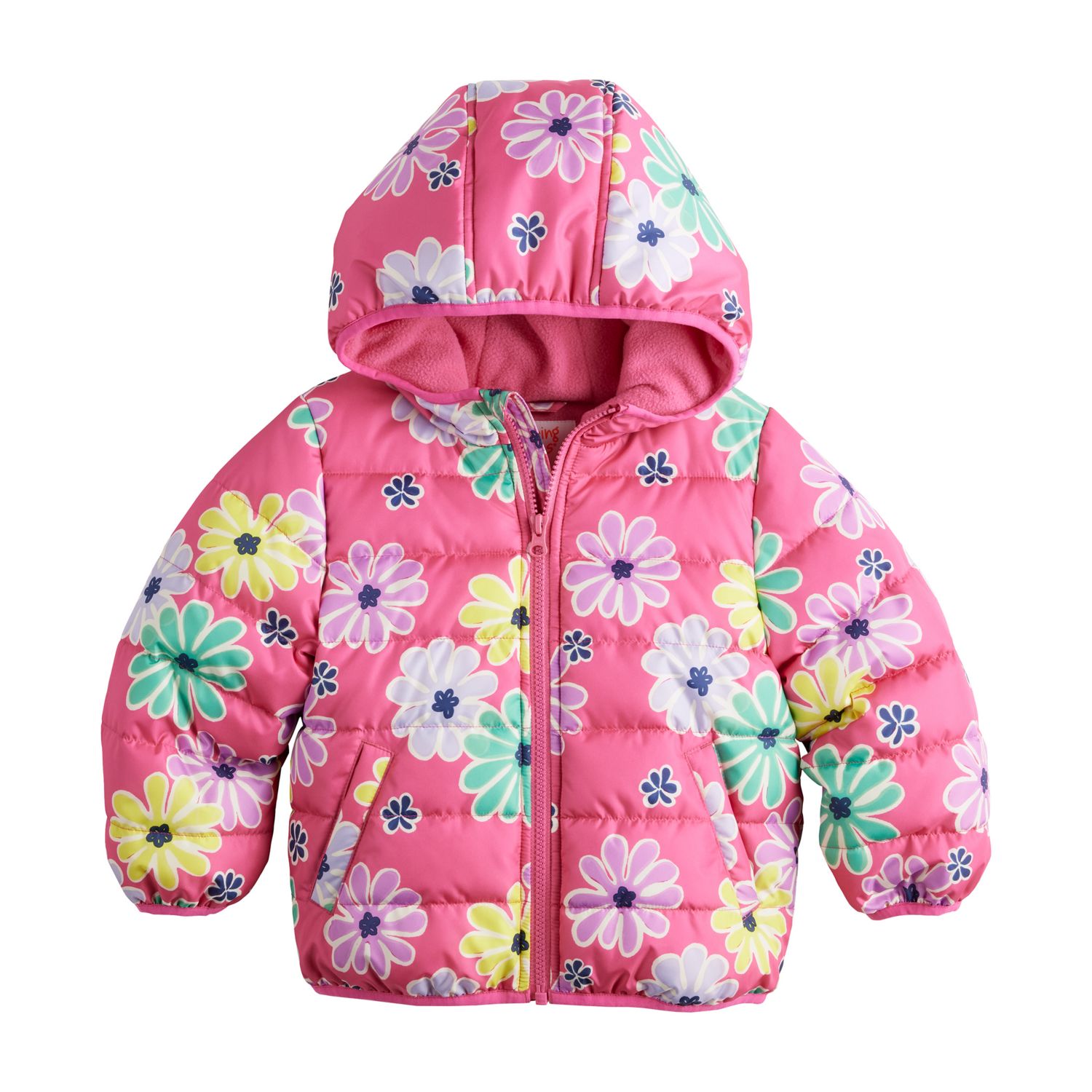 thumbnail image 2 of Essentials Toddler Girls' Puffer Coat - Heavy-Weight Hooded Jacket In Raspberry Pink 2 of 13