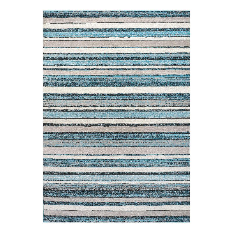 MaGRolia Striped Rug, Blue, 5X8 Ft