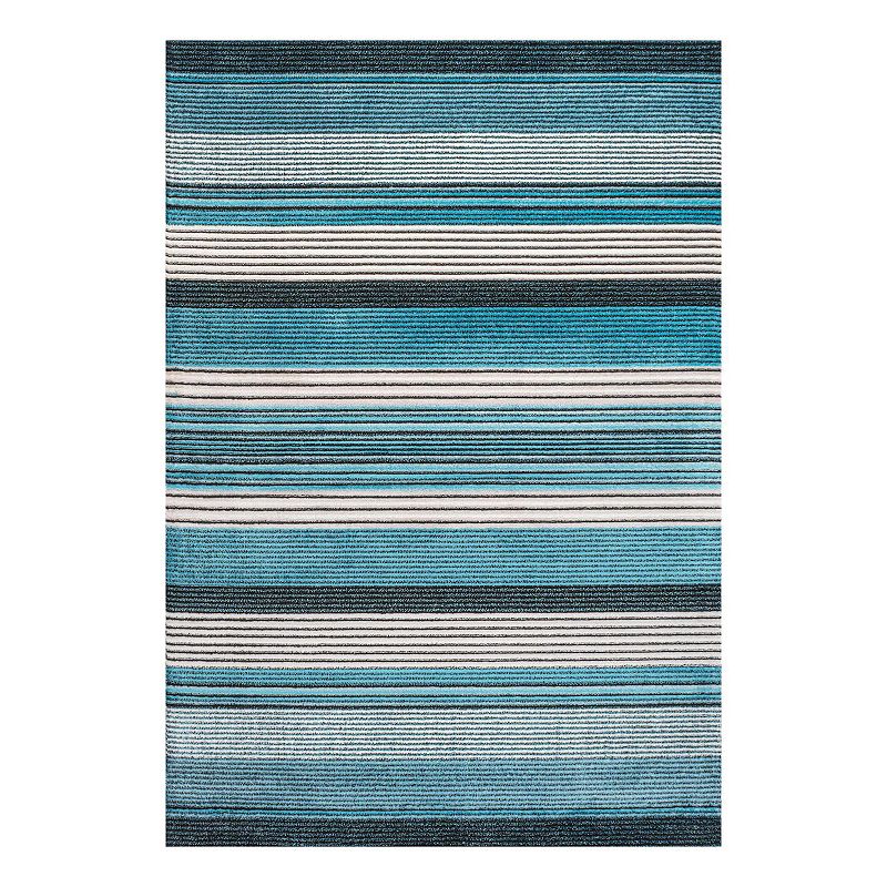 Duxbury Gradient Striped Rug, Blue, 5X8 Ft