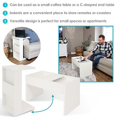 Sunnydaze 2-in-1 Multi-Use Accent Side Table - White