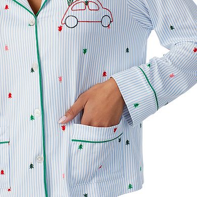 Women's Beauty Sleep Social Cozy Notch Collar Pajama Top and Pajama Shorts Sleep Set
