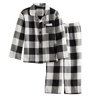 Black & White Buffalo Plaid Pajamas - & Pet Bandana!