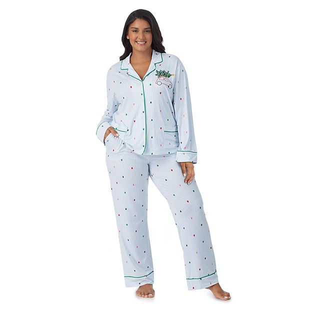 Plus Size Beauty Sleep Social Cozy Notch Collar Pajama Top and