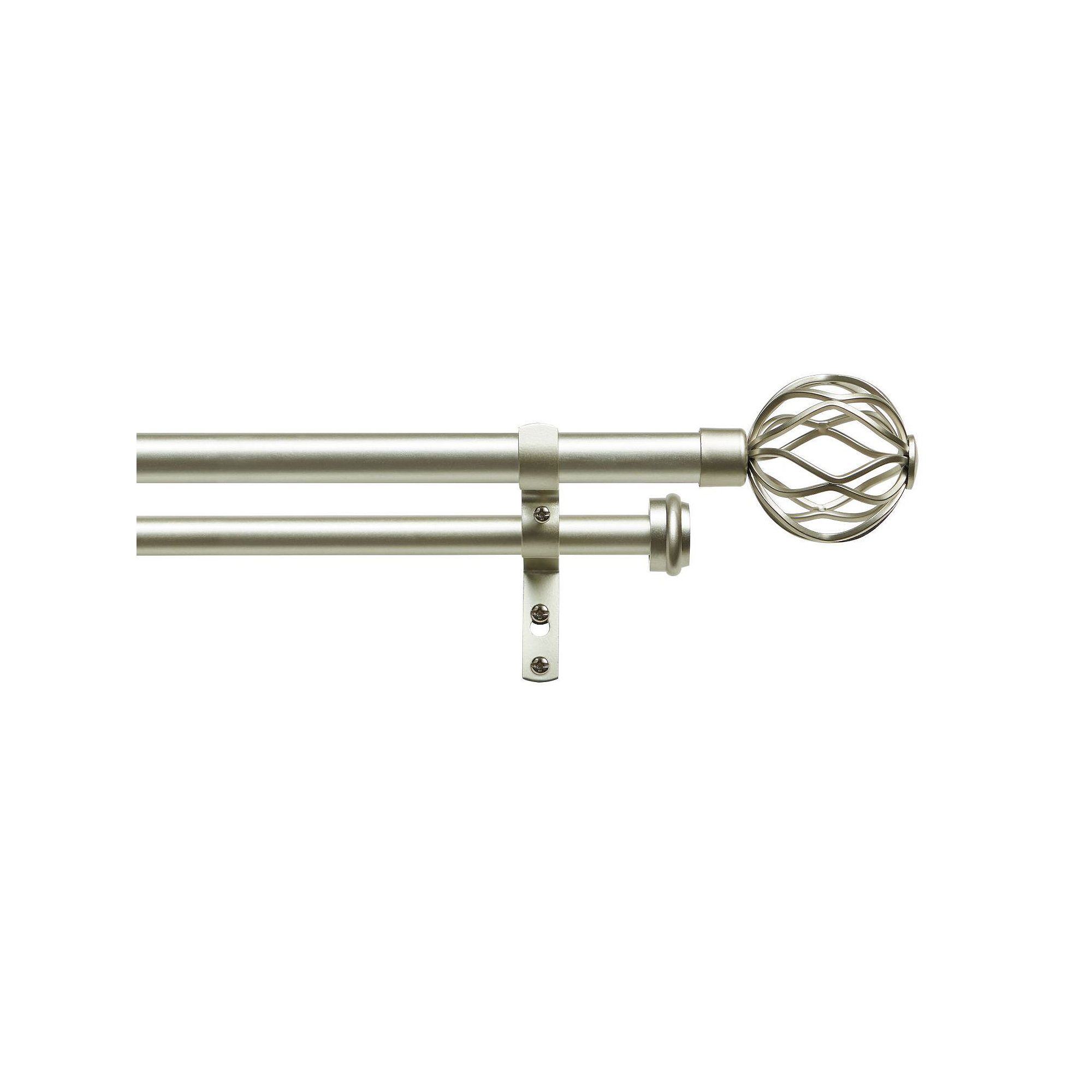Exclusive Home Ogee Adjustable Double Window Curtain Rod Set, Matte Silver