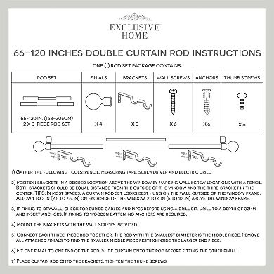 Exclusive Home Torch Adjustable Double Curtain Rod Set