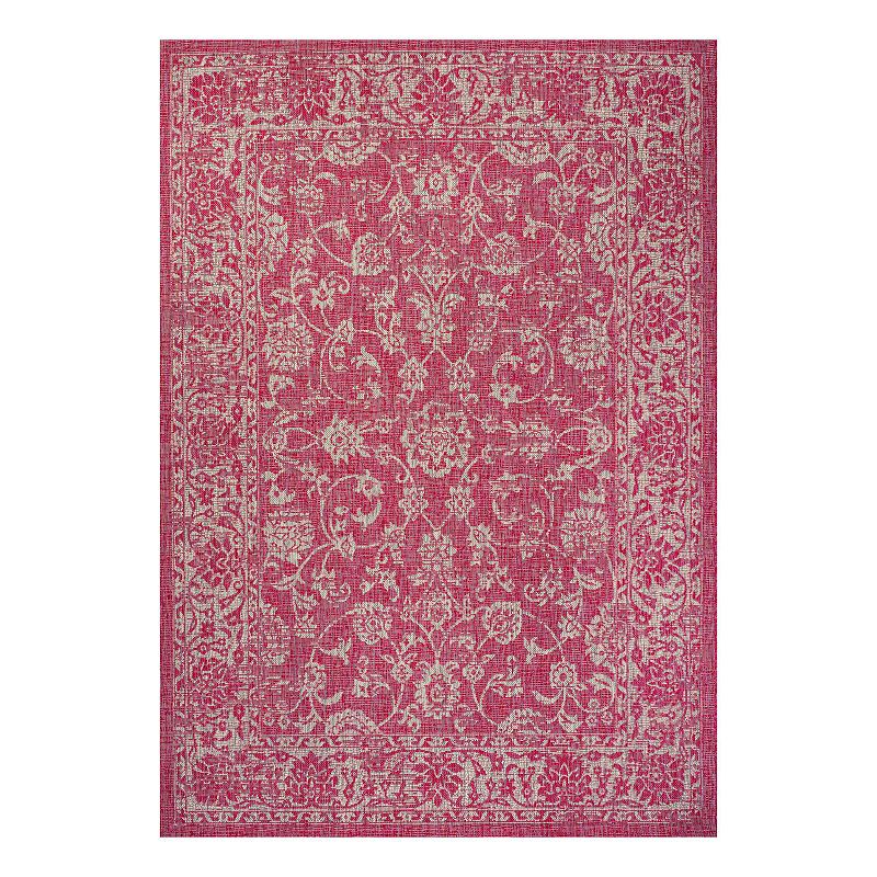 Boho Indoor/Outdoor Rug, Pink, 9X12 Ft