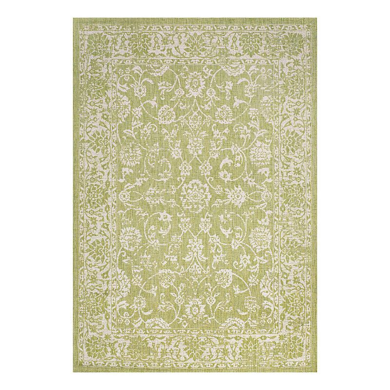 Boho Indoor/Outdoor Rug, Green, 5X8 Ft
