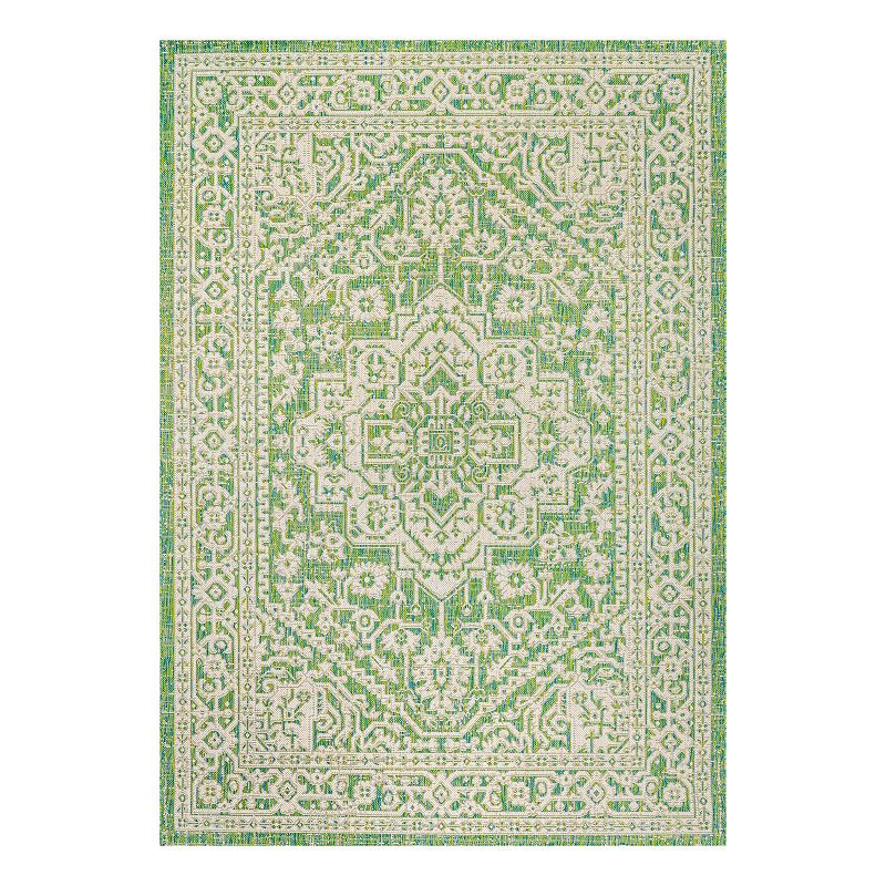 Medallion Indoor/Outdoor Rug, Green, 9X12 Ft