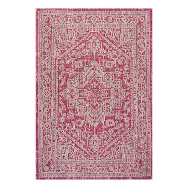 Medallion Indoor/Outdoor Rug - Fuchsia Light Gray (8X10 FT)