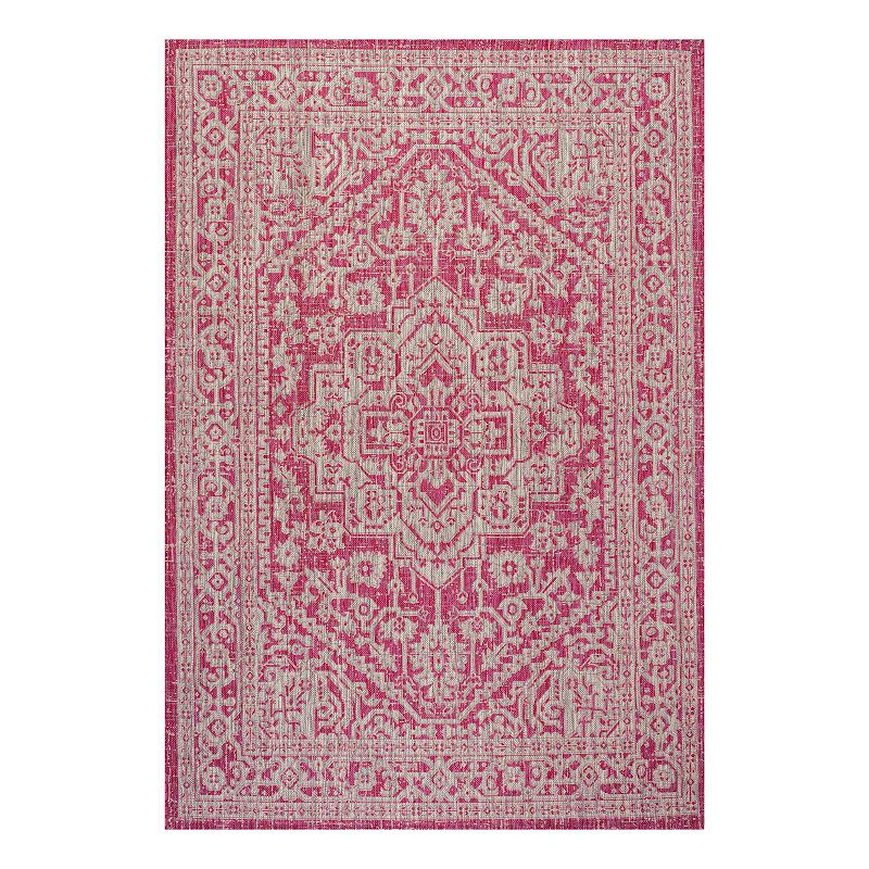 Medallion Indoor/Outdoor Rug, Pink, 5X8 Ft