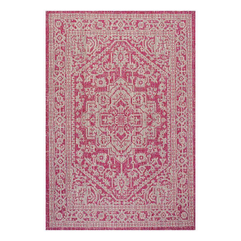 Medallion Indoor/Outdoor Rug, Pink, 9X12 Ft