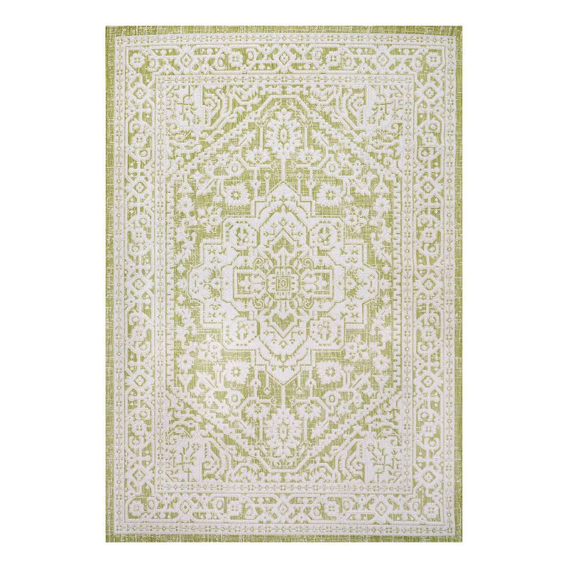 Medallion Indoor/Outdoor Rug, Green, 9X12 Ft