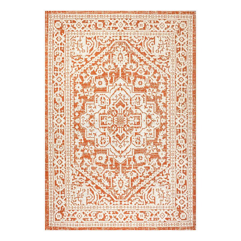 Medallion Indoor/Outdoor Rug, Orange, 9X12 Ft