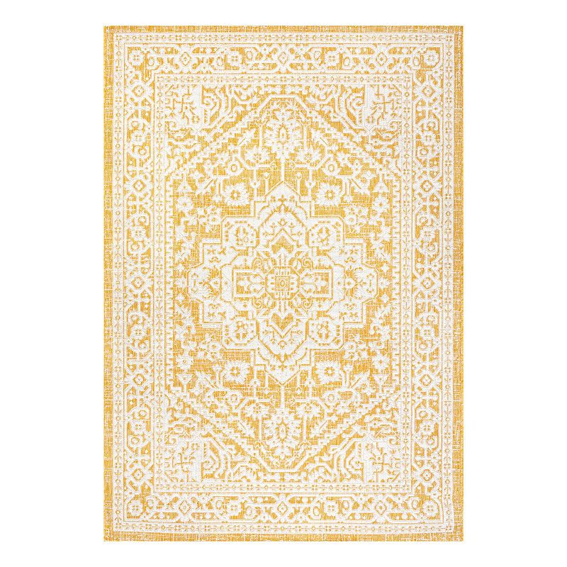 Medallion Indoor/Outdoor Rug, Yellow, 9X12 Ft