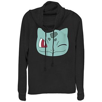 Juniors' Pokémon Bulbasaur Face Cowlneck Graphic Lightweight Long Sleeve