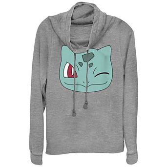 Juniors' Pokémon Bulbasaur Face Cowlneck Graphic Lightweight Long Sleeve