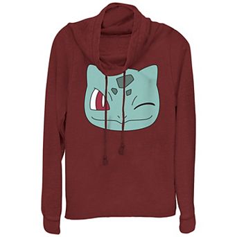 Juniors' Pokémon Bulbasaur Face Cowlneck Graphic Lightweight Long Sleeve