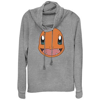 Juniors' Pokémon Charmander Big Face Cowlneck Graphic Lightweight Long Sleeve