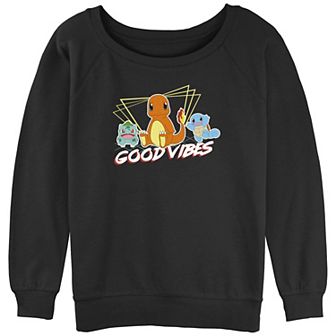 Juniors' Pokémon "Good Vibes" Starters Graphic Slouchy Terry Sweatshirt