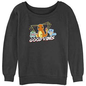 Juniors' Pokémon "Good Vibes" Starters Graphic Slouchy Terry Sweatshirt