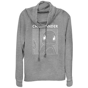 Juniors' Pokémon Charmander Silhouette Comic Box Cowlneck Graphic Lightweight Long Sleeve