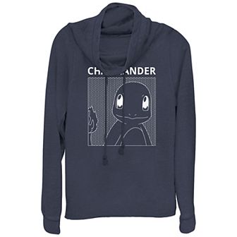 Juniors' Pokémon Charmander Silhouette Comic Box Cowlneck Graphic Lightweight Long Sleeve