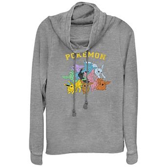 Juniors' Pokémon Gotta Catch 'Em All Eeveelutions Cowlneck Graphic Lightweight Long Sleeve