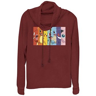 Juniors' Pokémon Poke Rainbow Grid Cowlneck Graphic Lightweight Long Sleeve