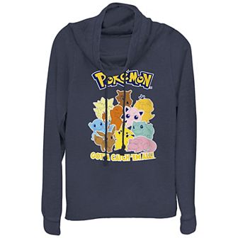 Juniors' Pokémon Gotta Catch Em All Cowlneck Graphic Lightweight Long Sleeve