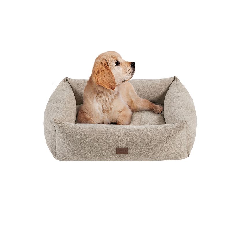 Martha Stewart Riley 4-Sided Bolster Orthopedic Base Dog Pet Bed, Beig/Gree