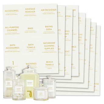 144 Minimalist Gold Laundry Room Labels, Linen Closet, Cleaning Supply Stickers