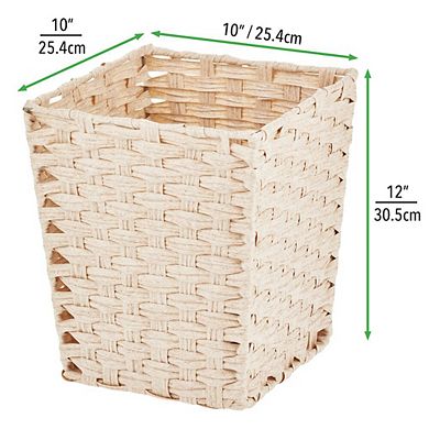 mDesign Woven Square Trash Can Wastebasket, Garbage Container Bin