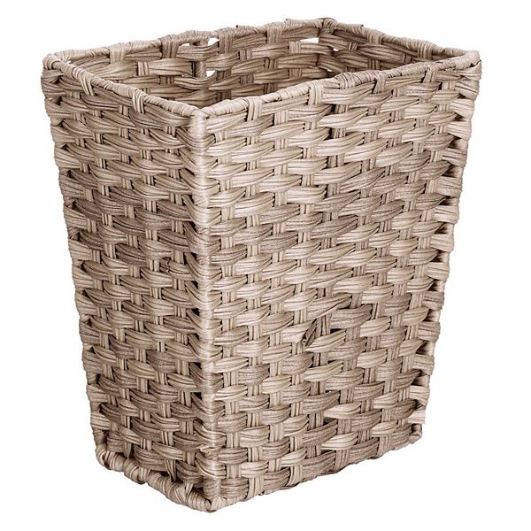 mDesign Woven Rectangle Decorative Garbage Wastebasket Trash Bin