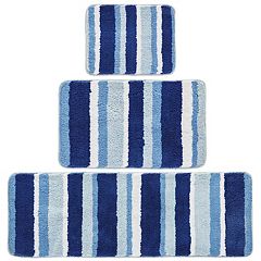 Piccocasa Microfiber Striped Bathroom Rugs Shaggy Soft Thick Water  Absorbent Bath Mat Blue White 17x24 : Target