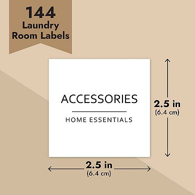 144 Laundry Labels for Glass Jars & Containers, Preprinted Laundry Room Stickers